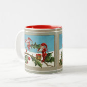 TASSE 2 COULEURS ELVES DE NOËL ROUGE, HOLLYBERRIES (Devant gauche)