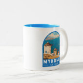 Tasse 2 Couleurs Emblème de Mykonos Grèce Travel Art (Devant droit)