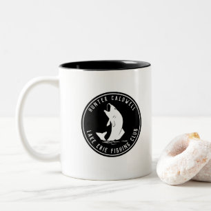 Tasse 2 Couleurs emblème de pêche personnalisé noir et w