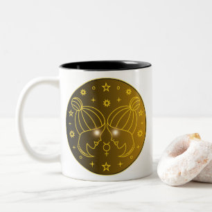 Tasse 2 Couleurs Emblème du zodiaque Gémeaux Symbole céleste mini