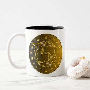 Tasse 2 Couleurs Emblème du Zodiaque Poissons Symbole Céleste Min