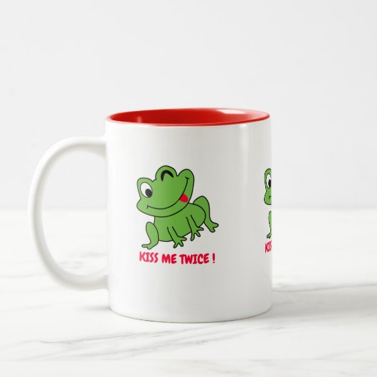 Tasse 2 Couleurs Embrasse-moi deux fois ! Cute grenouille design ta (Gauche)