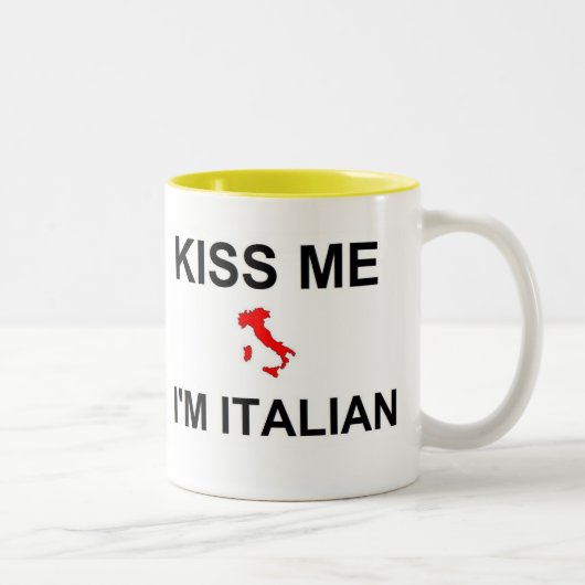 Tasse 2 Couleurs Embrassez-moi que je suis italien (Droit)