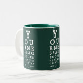 Tasse 2 Couleurs Émeraude Vert personnalisé Message amusant (Devant gauche)