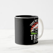 Tasse 2 Couleurs Emmenez-moi à la gare Trains Railway (Devant droit)