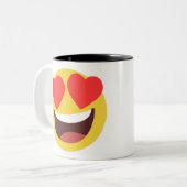 Tasse 2 Couleurs Emoji des yeux du coeur (Devant gauche)