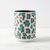 Tasse 2 Couleurs Empreinte de léopard Aqua, Gris, Blanc (Centre)