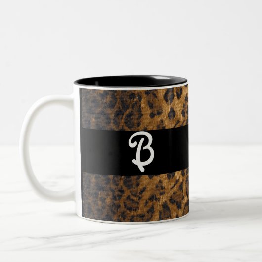 Tasse 2 Couleurs Empreinte de léopard B monogramme initiales marcha (Gauche)
