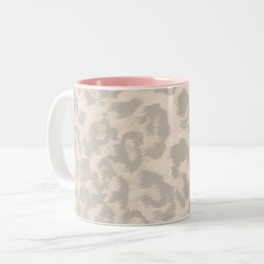 Tasse 2 Couleurs Empreinte de léopard beige. (Devant gauche)