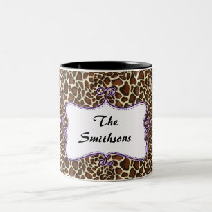 Tasse 2 Couleurs Empreinte de léopard chic posh tendance, violet pe