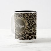 Tasse 2 Couleurs Empreinte de léopard externe personnalisé (Devant gauche)