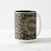 Tasse 2 Couleurs Empreinte de léopard externe personnalisé (Devant droit)