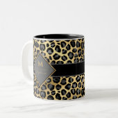 Tasse 2 Couleurs Empreinte de léopard Monogram branché | Gris noir (Devant gauche)