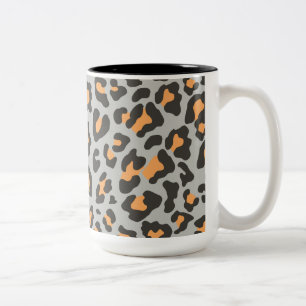 Tasse 2 Couleurs Empreinte de léopard noir, gris, orange