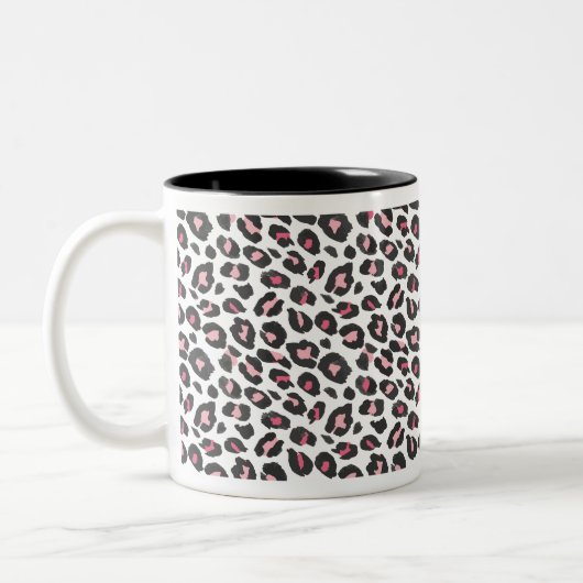 Tasse 2 Couleurs Empreinte de léopard, papier guépard, rose, girly (Gauche)