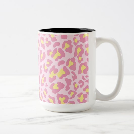 Tasse 2 Couleurs Empreinte de léopard rose et jaune (Droit)