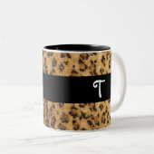 Tasse 2 Couleurs Empreinte de léopard T monogramme initiales Coffee (Devant droit)