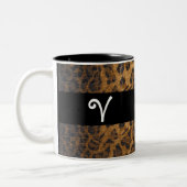 Tasse 2 Couleurs Empreinte de léopard V monogramme initiales Coffee (Gauche)