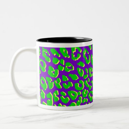 Tasse 2 Couleurs Empreinte de léopard vert violet jaune (Gauche)