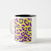 Tasse 2 Couleurs Empreinte de léopard violet jaune vert (Devant gauche)