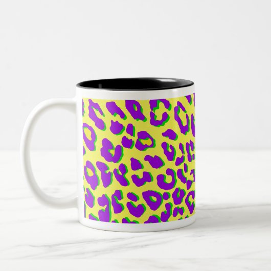 Tasse 2 Couleurs Empreinte de léopard violet jaune vert (Gauche)