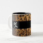 Tasse 2 Couleurs Empreinte de léopard X initiales monogramme Coffee (Devant gauche)