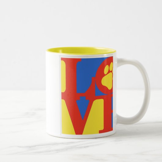 Tasse 2 Couleurs Empreinte de patte d'AMOUR (Droit)