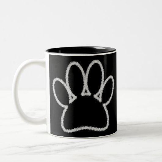 Tasse 2 Couleurs Empreinte de patte de chien de ligne Chalk blanc (Gauche)