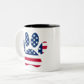 Tasse 2 Couleurs Empreinte de patte de chien Drapeau américain (Devant gauche)