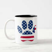Tasse 2 Couleurs Empreinte de patte de chien Drapeau américain (Gauche)