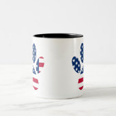 Tasse 2 Couleurs Empreinte de patte de chien Drapeau américain (Centre)