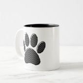 Tasse 2 Couleurs Empreinte de patte de chiot rayé noir et blanc (Devant gauche)