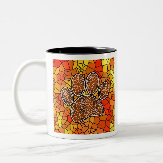 Tasse 2 Couleurs Empreinte de patte Mosaic Art Dog (Gauche)