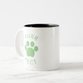 Tasse 2 Couleurs Empreinte de patte Pur Vert Parfait Chat (Devant gauche)