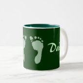 Tasse 2 Couleurs Empreintes bébé (vert) (Devant droit)