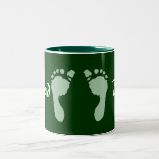 Tasse 2 Couleurs Empreintes bébé (vert) (Centre)