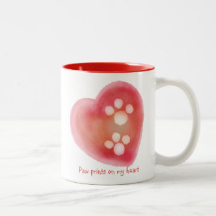 Tasse 2 Couleurs Empreintes de pattes dans mon coeur