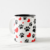 Tasse 2 Couleurs Empreintes de pattes De Chiens Random Et Coeurs Ro (Devant gauche)