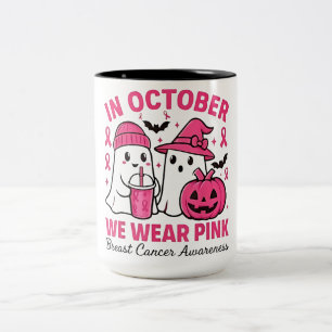 Tasse 2 Couleurs en Octobre Nous Portons Pink Ghost Cancer Award