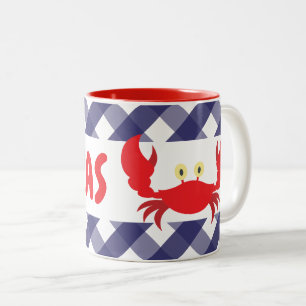 Tasse 2 Couleurs en vichy Crabe Musique personnalisée