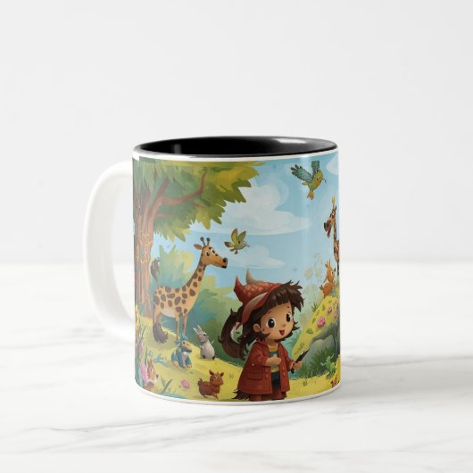 Tasse 2 Couleurs enchanted forest with animals (Devant gauche)