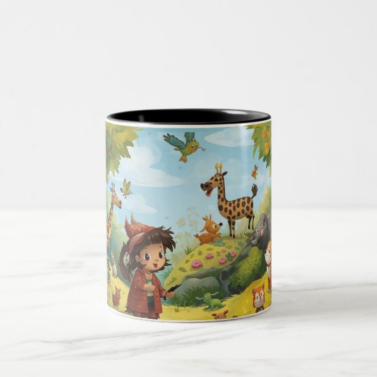 Tasse 2 Couleurs enchanted forest with animals (Centre)