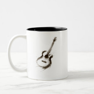 Tasse 2 Couleurs Encre expressive Guitare Minimaliste Pinceau Musiq
