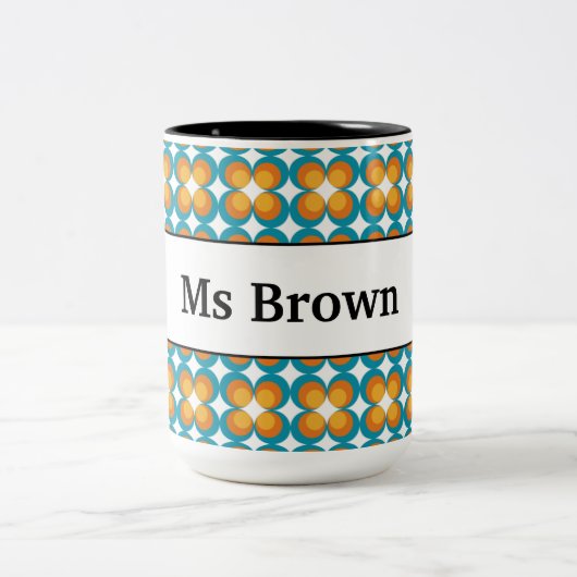 Tasse 2 Couleurs End of Year Teacher Gift Retro Flowers Name (Centre)