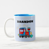 Tasse 2 Couleurs Enfants Train Boys Blue Custom Name (Gauche)
