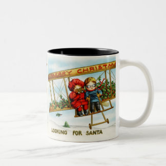Tasse 2 Couleurs Enfants Vintage De Noël À La Recherche De Père Noë