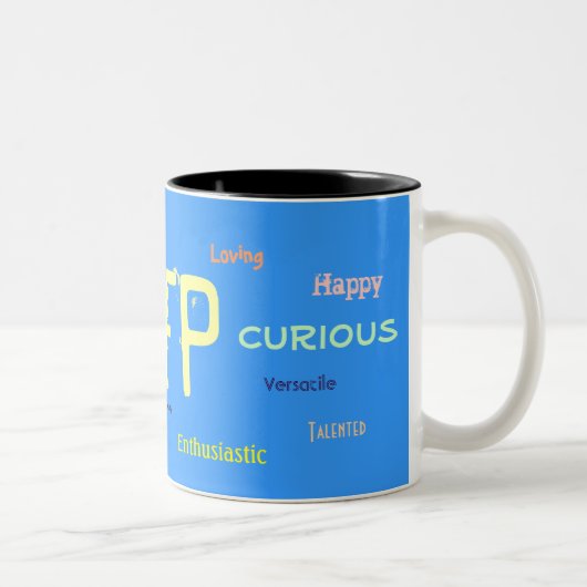 Tasse 2 Couleurs ENFP, le visionnaire, entrain, aimer, souple, S… (Droit)