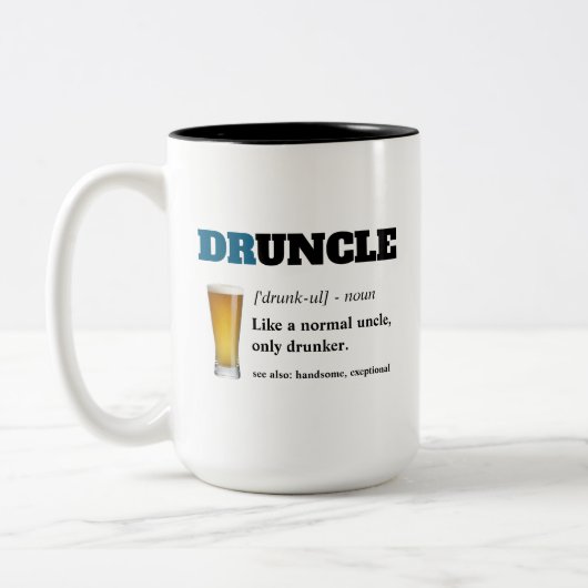 Tasse 2 Couleurs Énonciation drôle - oncle drôle de Druncle (Gauche)