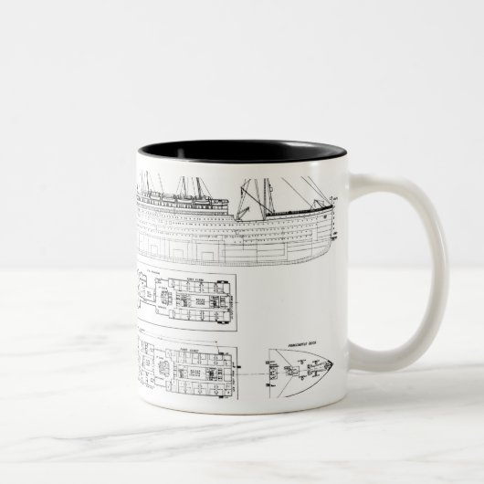 Tasse 2 Couleurs Enquête dans la perte de Titanic : Sectio croisé (Droit)