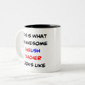Tasse 2 Couleurs enseignant d'anglais génial (Devant gauche)